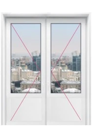 Двухстворчатая входная дверь с двумя стеклянными вставками и перегородкой - 3 Двухстворчатая входная дверь с двумя стеклянными вставками и перегородкой - фото - 3