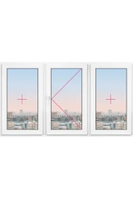 Трехстворчатое окно Rehau Blitz 2300x2300 - фото - 1